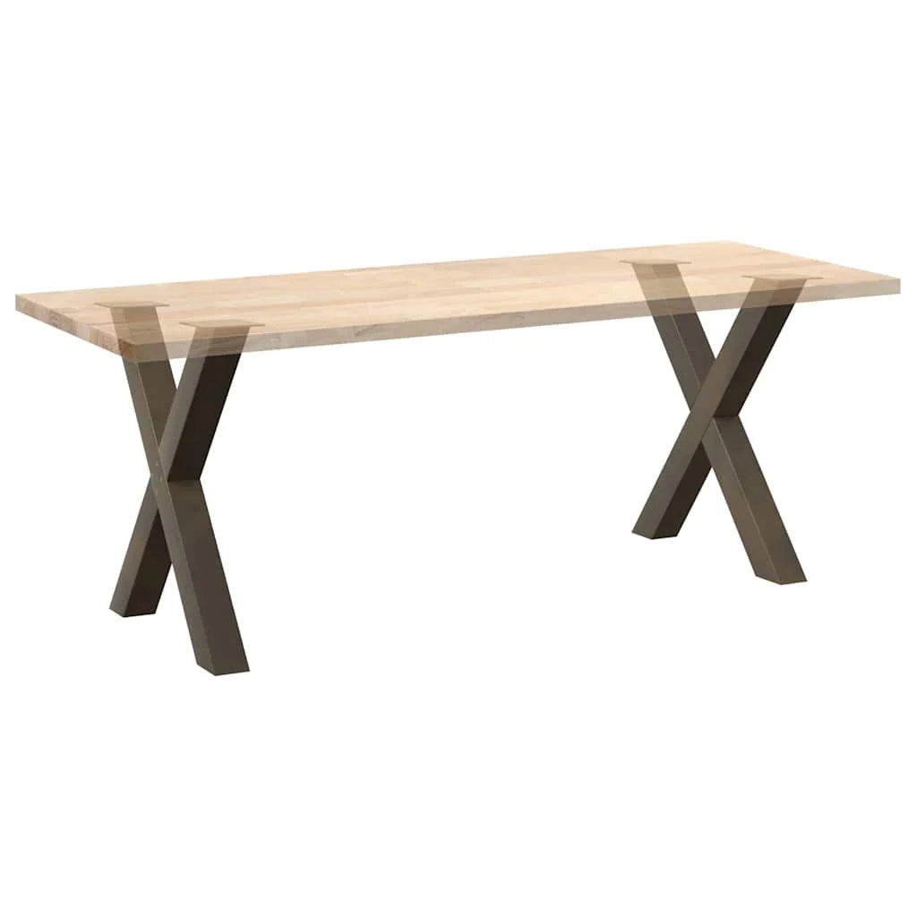 Set di 2 gambe per tavolo da pranzo a forma di X robuste e dal design moderno 70 x 72-73 cm in acciaio naturale 02_0057251