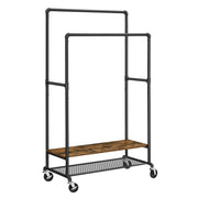 Appendiabiti estensibile appendiabiti su ruote con 2 barre tubolari stile industriale 175 cm marrone rustico e nero 12_0002350