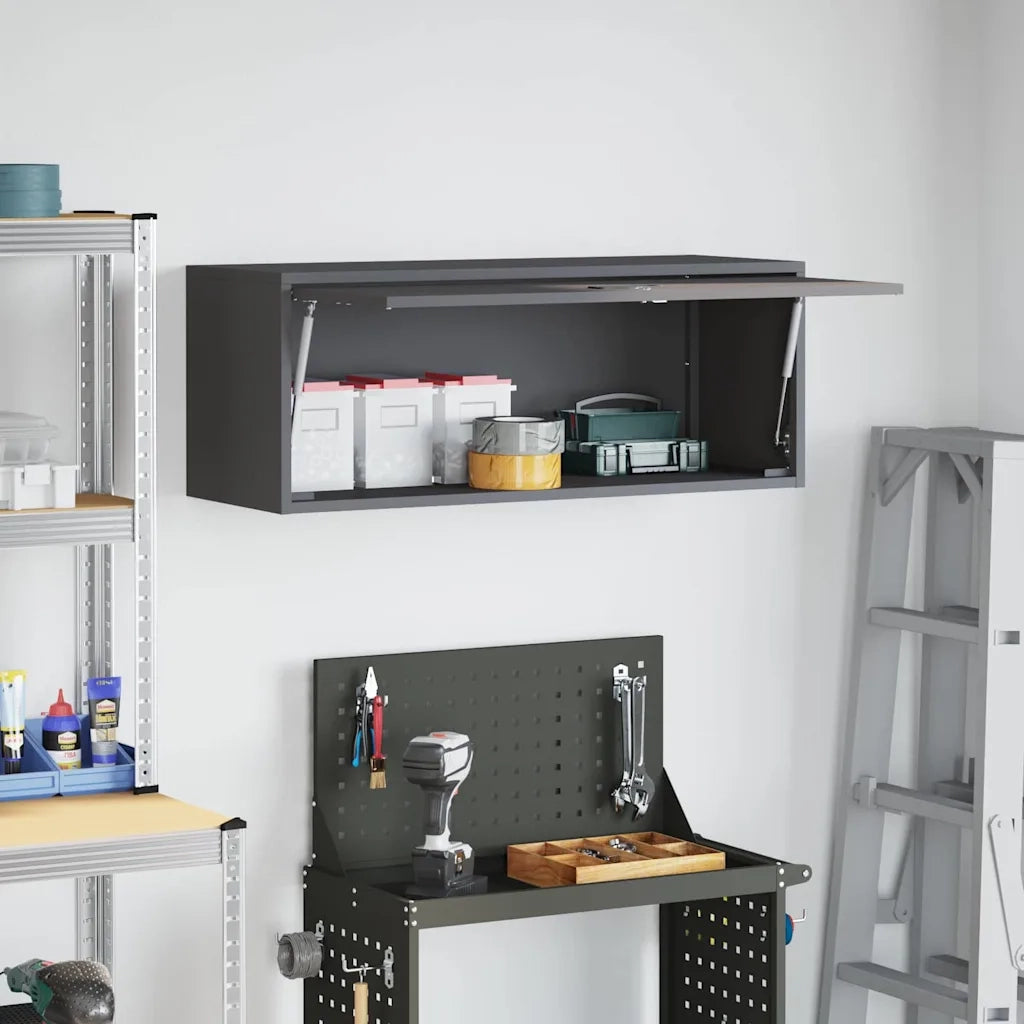 Armadio a muro per garage Nero 90 x 33 x 35 cm