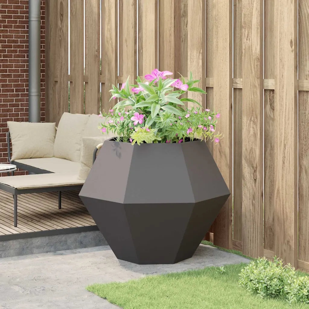 Fioriera | Cassetta per fiori | Vaso Nero 100 x 100 x 80 cm Acciaio