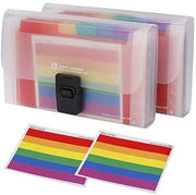 Documenti A6, 13 taschetti, confezione da 2, organizzatore documenti portatile con etichette colorate.