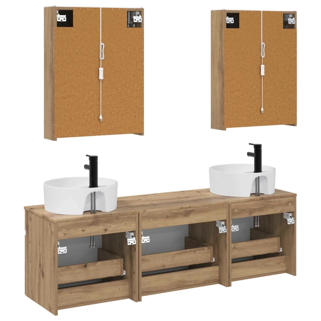 Set di Armadi da Bagno 5 pcs Rovere Artigianale 3406614