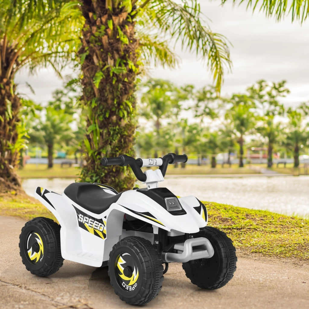 Quad cavalcabile alimentato a batteria 6V con velocit¨¤ massima 4,6 km/h, Mini quad ATV per bambini Bianco-Macchinine giocattoli