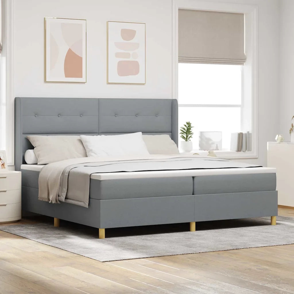 Letto a molle con testiera Grigio chiaro 200 x 200 cm Tessuto 3343714