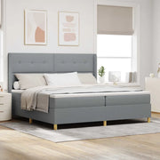 Letto a molle con testiera Grigio chiaro 200 x 200 cm Tessuto 3343714