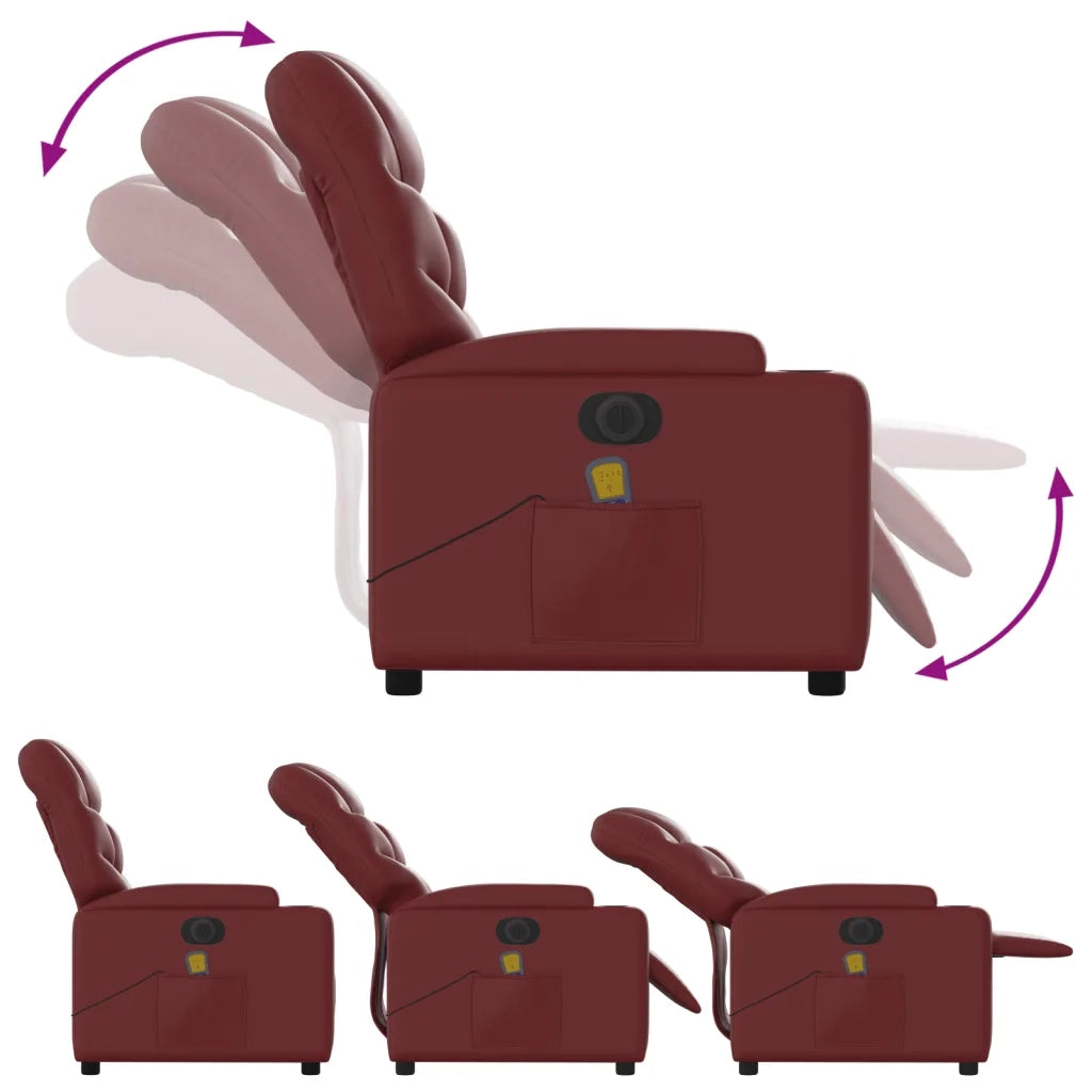 Poltrona Massaggiante | Sedia Relax Reclinabile Rosso Vino in Similpelle