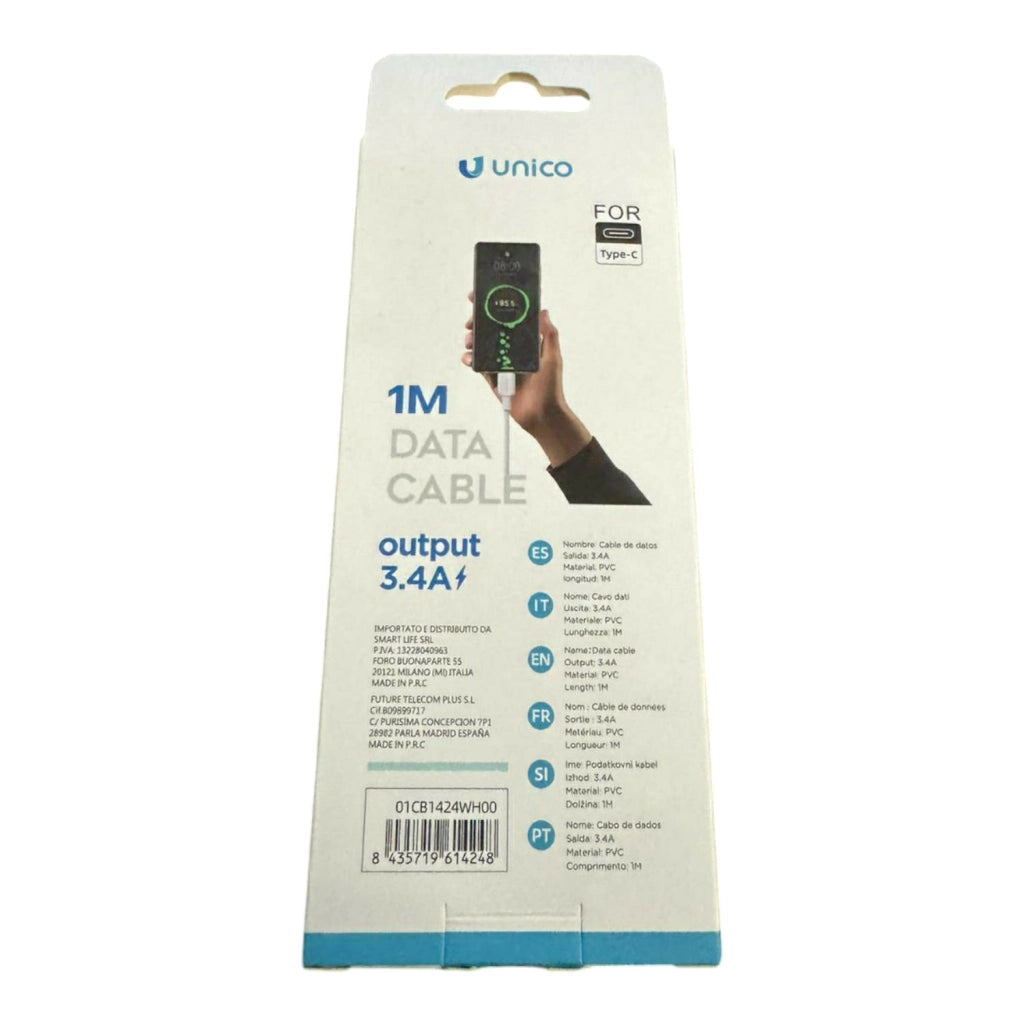 CAVO USB A USB - C DA 1 METRO COLORE BIANCO