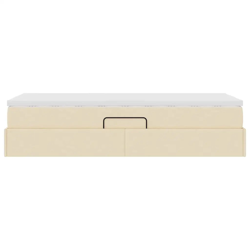 Letto con contenitore e materasso Crema 100 x 200 cm Poliestere