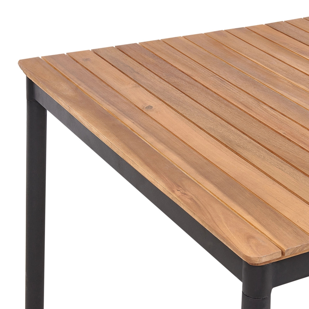 Lampada da tavolo da pranzo da giardino in legno di acacia 180 x 90 cm per 6 persone da esterno rettangolare in stile rustico
