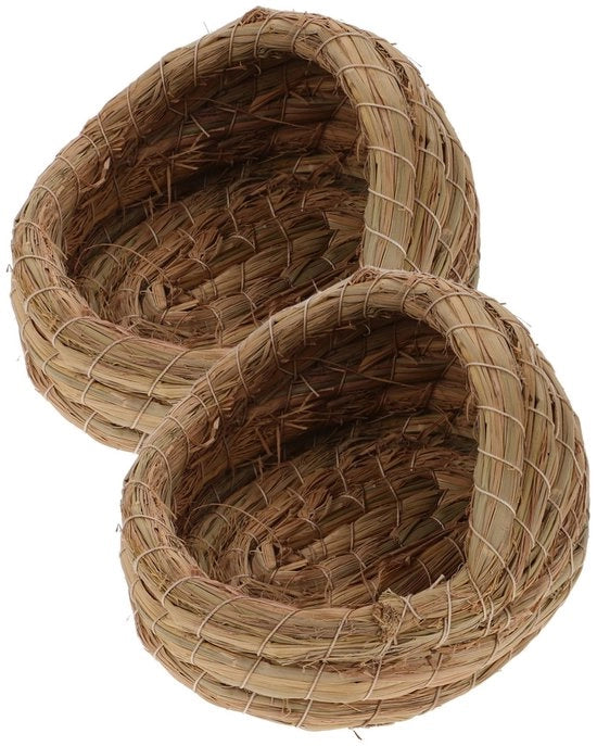 Nido per Polli in Stro Naturale a Mano - 2 Pezzi - Dimensioni 14x13x10,5 cm