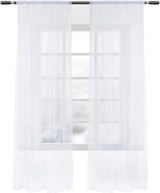Tende - 2 Pezzi - 100% Poliestere - Tendina/Tenda/Vetrata - Bianco - 140x175cm