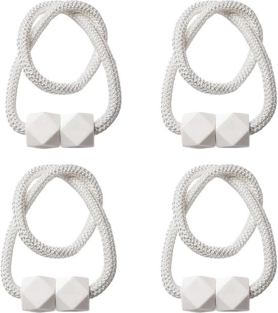 Set di sostegni per tende, set di sostegni per tenda decorativo 4 pezzi, adesivi magnetici per tende, set di sostegni per tende per decorazione domestica e uffici (bianco).