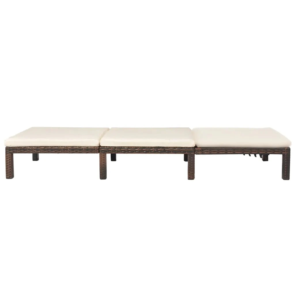 Lettino Prendisole con Cuscino in Polyrattan Marrone 42845