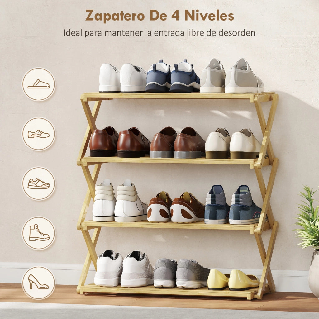 Cassettiera Verticale Pieghevole ¨C Minimal ¨C 4 Livelli Bamb¨´ Naturale