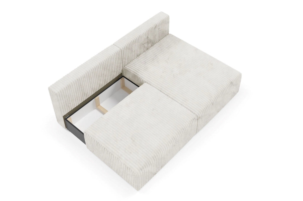 Pergola, Divano Letto con Penisola Contenitore, 210x149 cm Bianco Crema