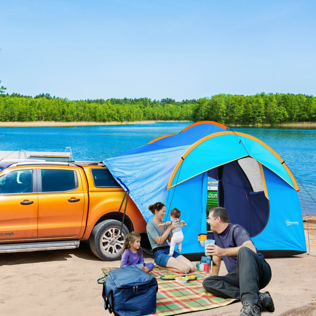 Tenda da campeggio 3 porte ¨C zephmum ¨C 239x210x210 cm, arancione e blu