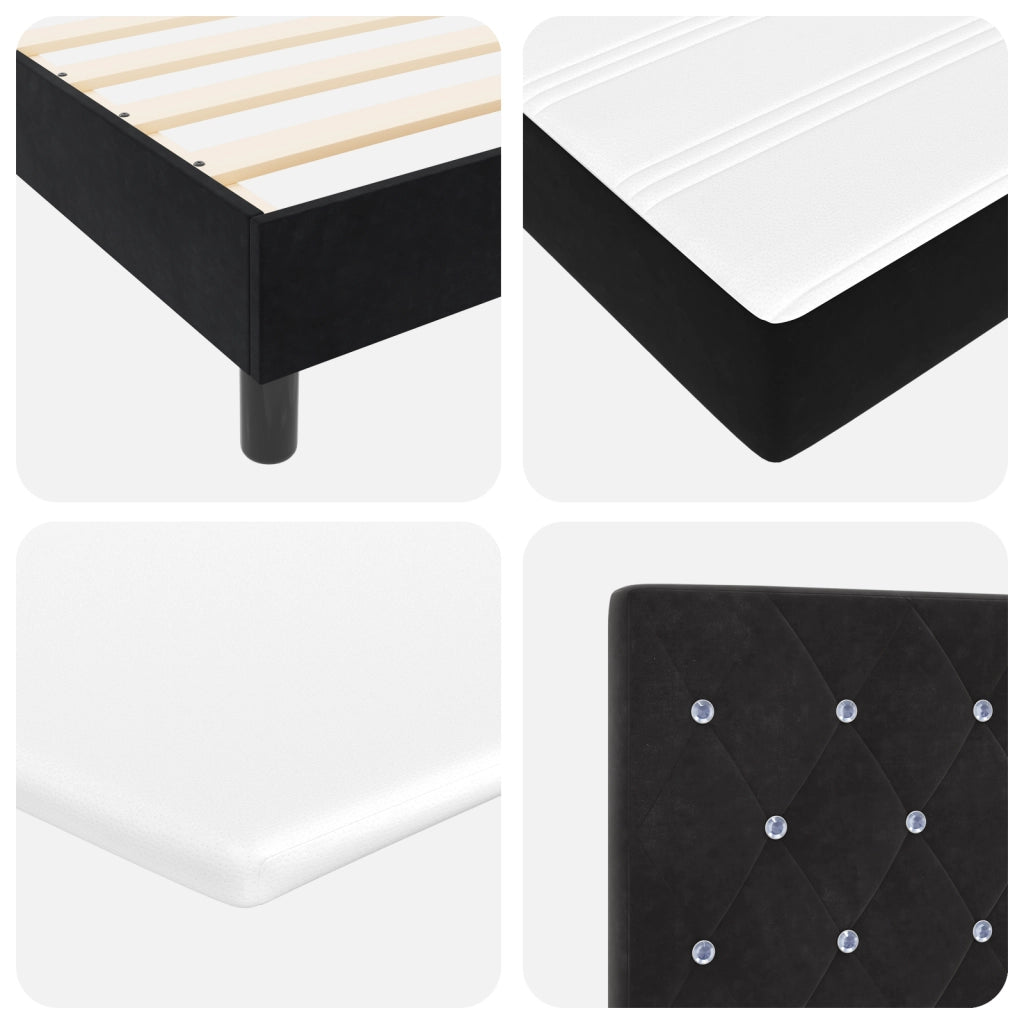Letto Box Spring con Materasso Nero 100x200 cm Velluto