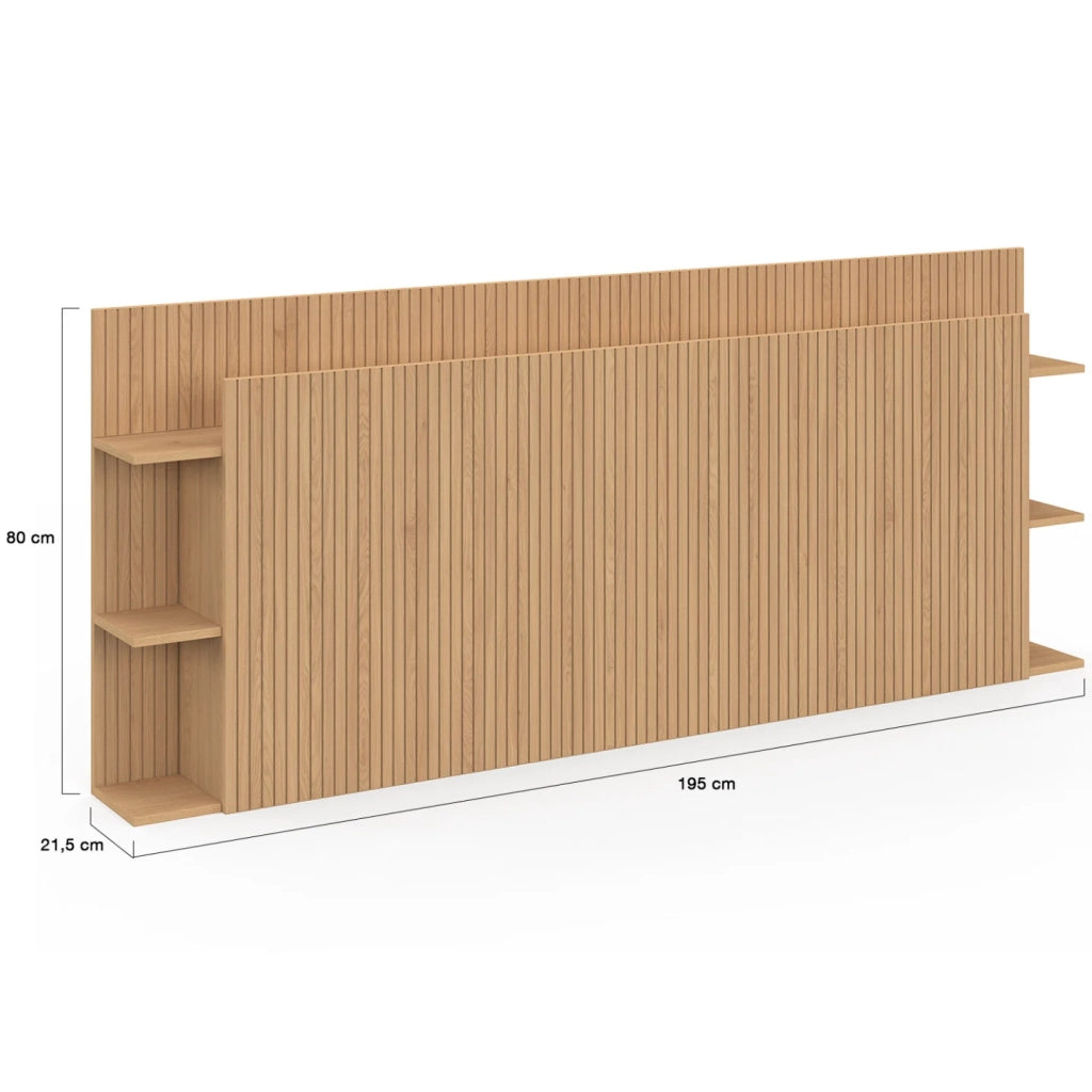 IDMarket - Testiera JULIETTE su piede per letti da 140 e 160 cm con vani contenitori effetto doghe in legno