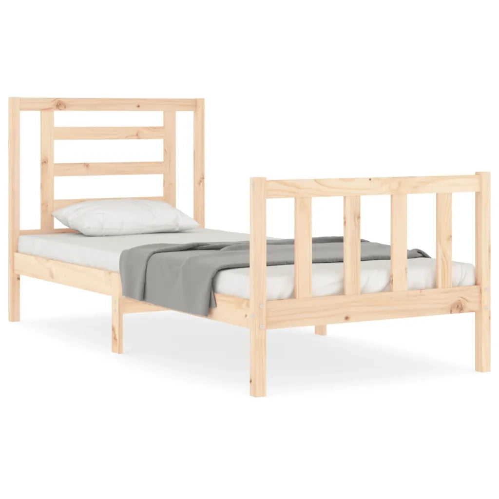 Giroletto con Testiera Single-Struttura Letto in Legno Massello 412665