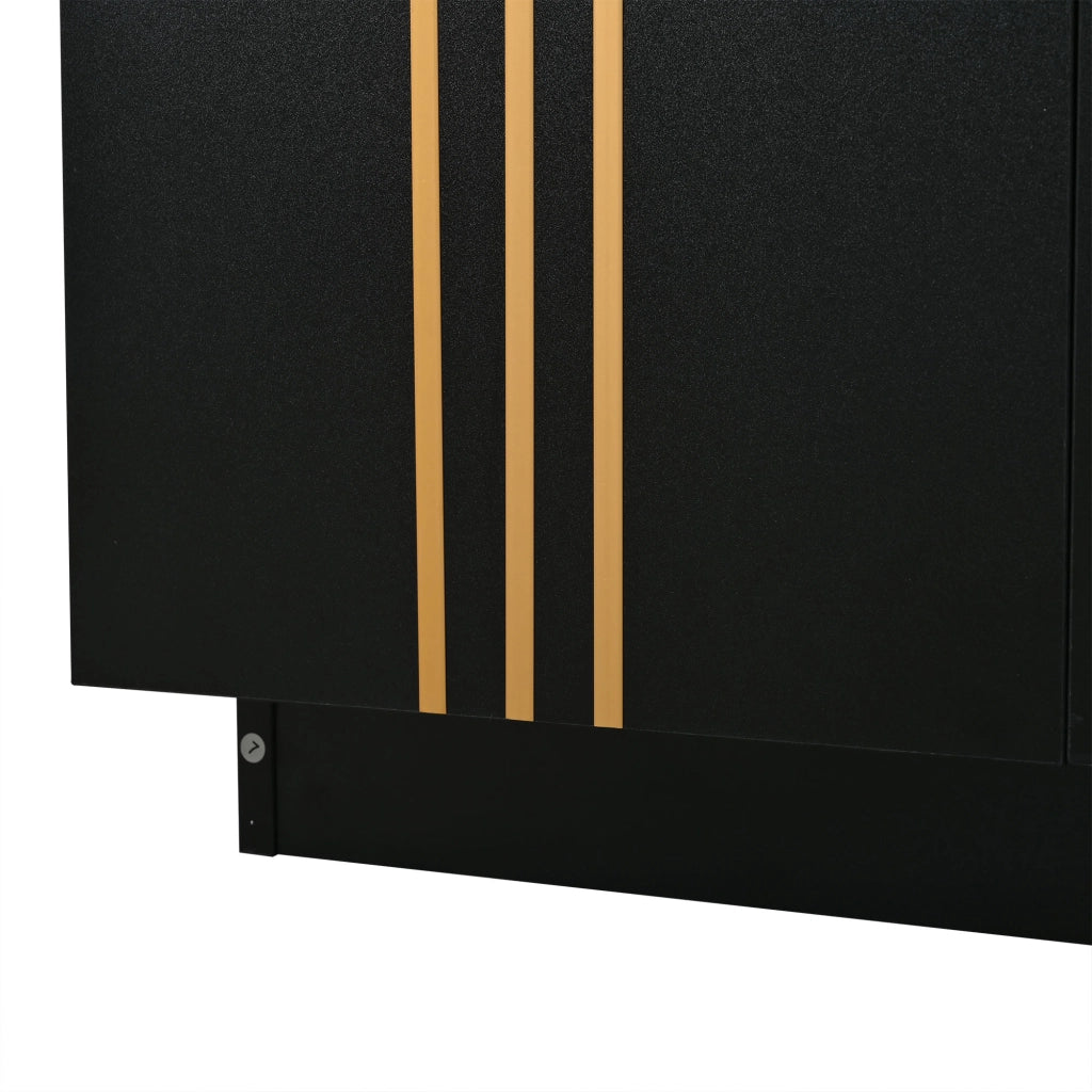 Credenza con 4 ante e ripiani regolabili - per soggiorno - in truciolare - 35×140×70 cm - nero