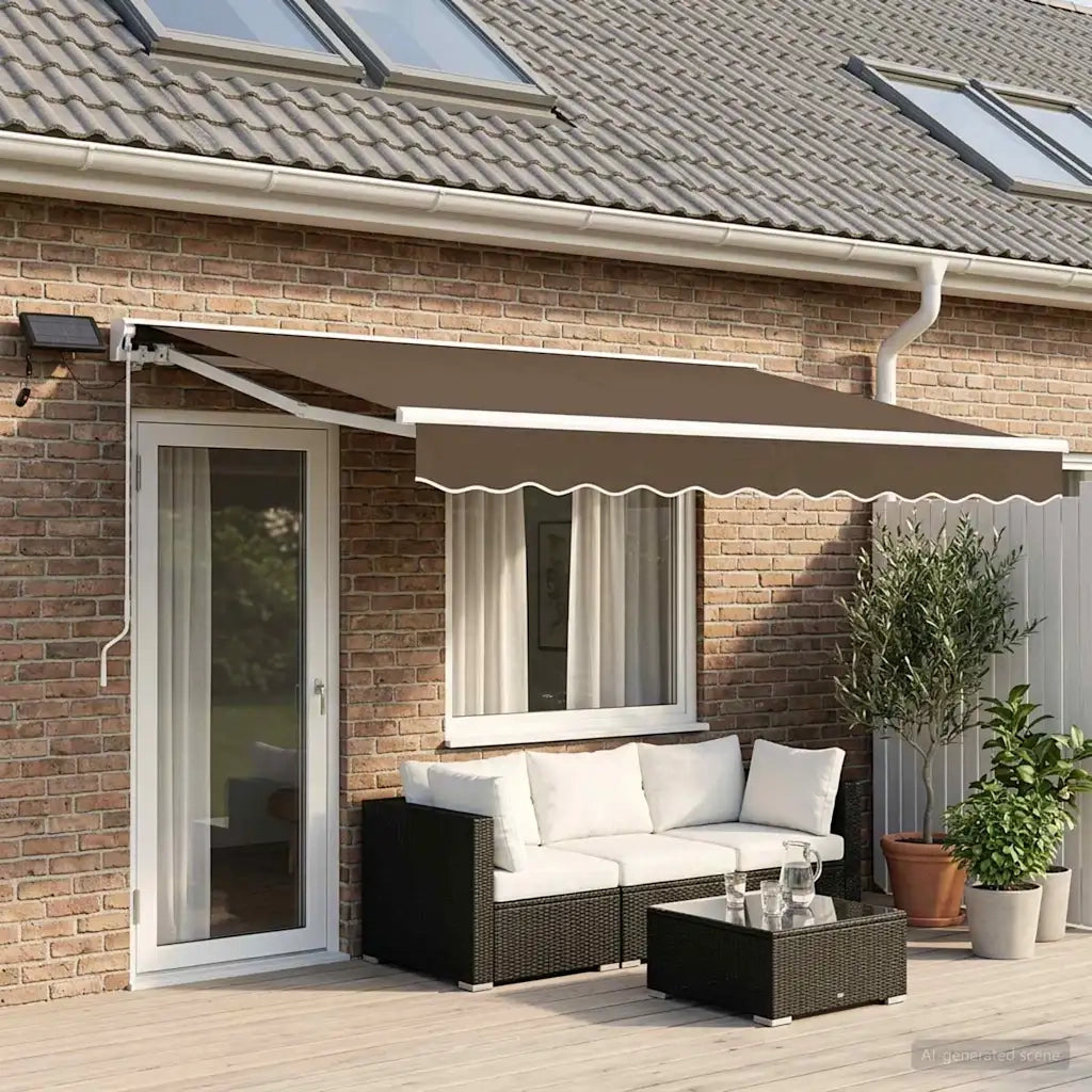Cornice per Tenda Manuale con LED Tortora 4,5 × 3,5 m 3426299