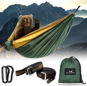 Matrimoniale Ultralight Campinghangmat in Parachutezelo - Portata Massima 300 kg - 275 x 140 cm - Con Attacco di Cintura e Karabina - Ideale per Spiaggia e Giardino