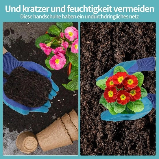 Kit di giardinaggio, set di attrezzi da giardino, lega di alluminio leggera, resistente alla ruggine, set di attrezzi da giardino, ideale per il giardino, set di attrezzi da giardino con guanti (verde scuro, 3 pezzi)