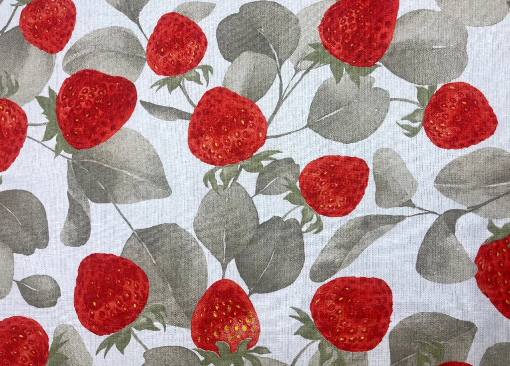 Tovaglia Panama Resinata Antimacchia Copritavolo Cucina Disegno Fragoline - 140x180 - Fragoline