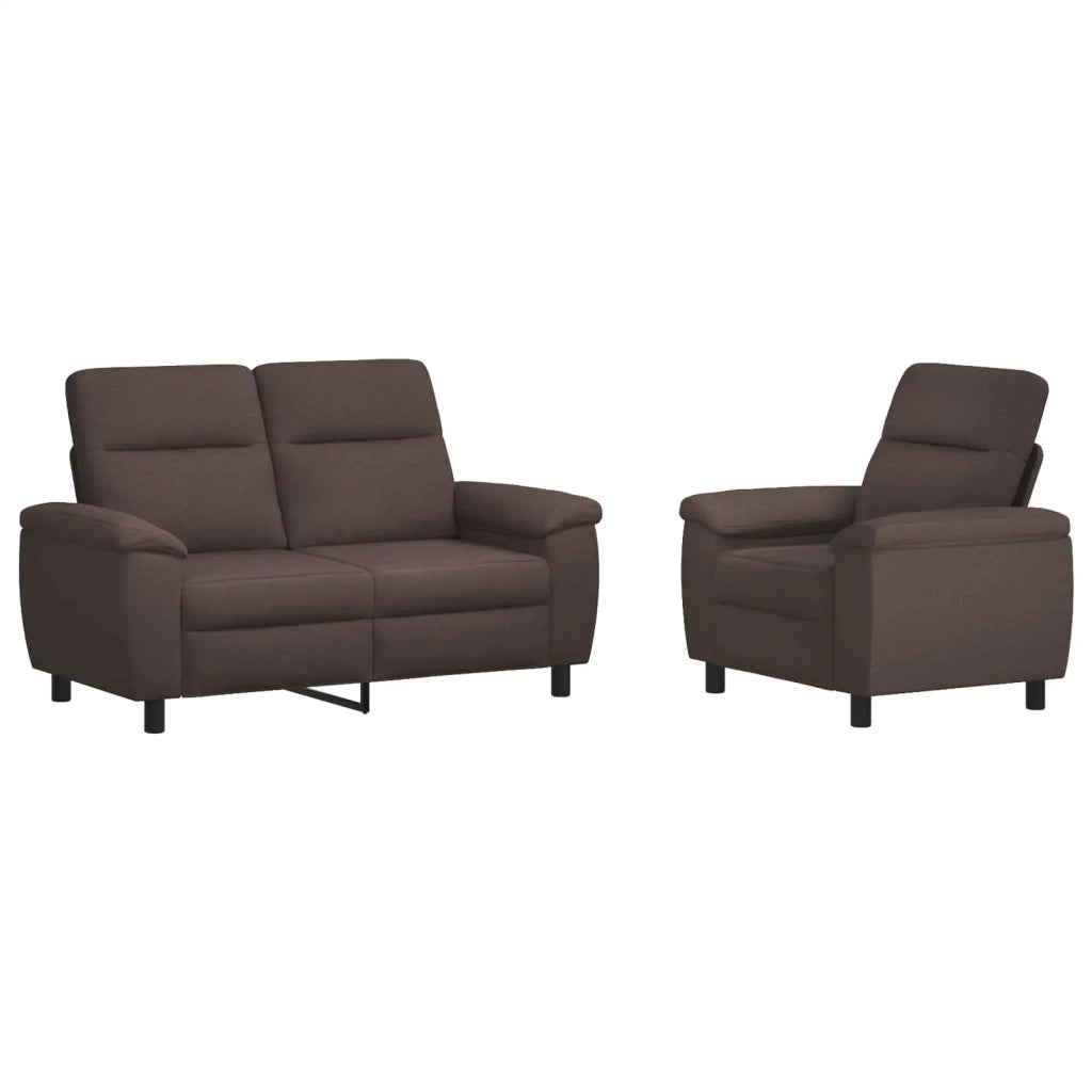 Set di divani 2 pcs Marrone Scuro Tessuto 3430578
