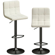 Sgabelli da Bar Regolabili ¨C zephmum ¨C Pelle Crema e Acciaio 39.5x44x88-110 cm