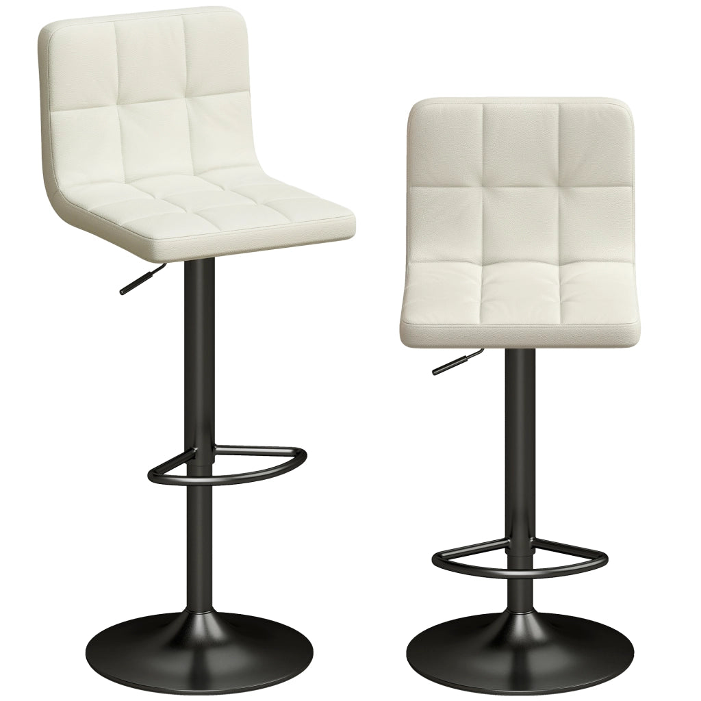 Sgabelli da Bar Regolabili ¨C zephmum ¨C Pelle Crema e Acciaio 39.5x44x88-110 cm