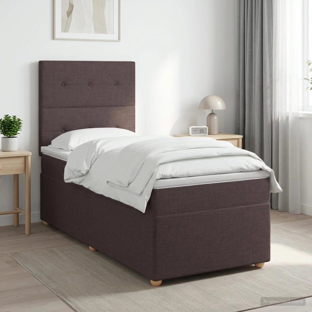 Letto box spring con materasso Marrone Scuro 100 x 200 cm 3453819