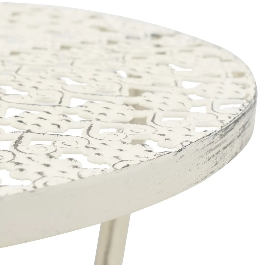 Tavolino da Bar Vintage Circolare in Metallo 40x70cm Bianco 245938