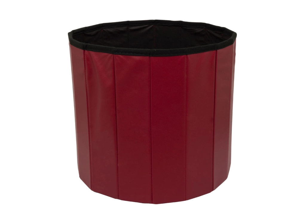 Pouf Salotto Contenitore Ecopelle Rotondo Pieghevole Tinta Unita - Pouf - Bordeaux