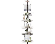 Supporto per doccia telescopico - Supporto per doccia senza fori - Supporto angolare - Supporto per asciugamano - Pianale per doccia - Adatto per altezze da 137 a 290 cm