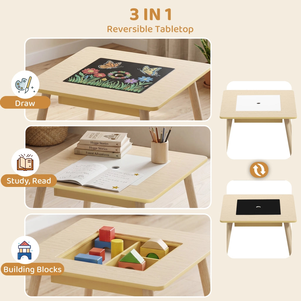 Tavolo bambini con 2 sedie ¨C zephmum ¨C legno naturale