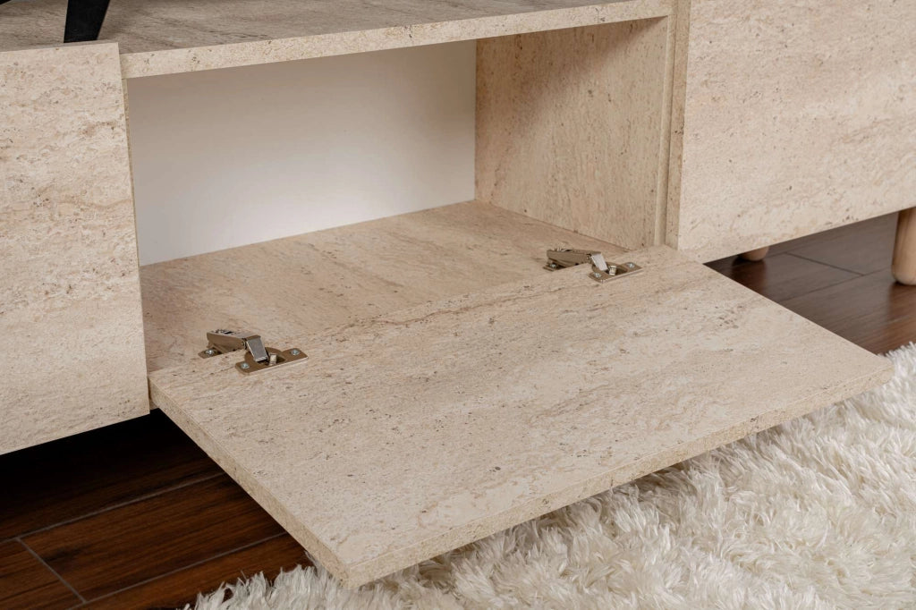 Porta TV in legno "Alvin" - 180 x 31 x 42 cm - Beige