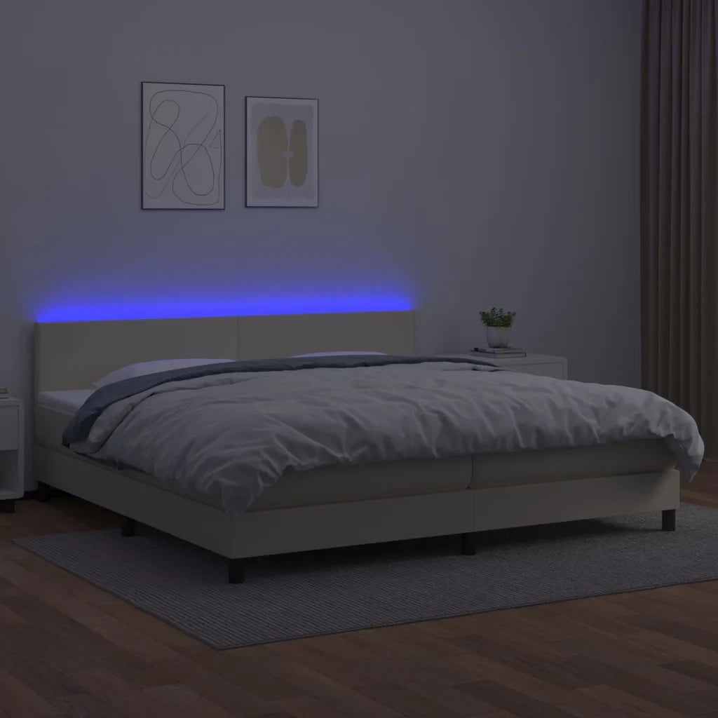 Giroletto a Molle con Materasso e LED Crema 200x200 cm cod mxl 62200