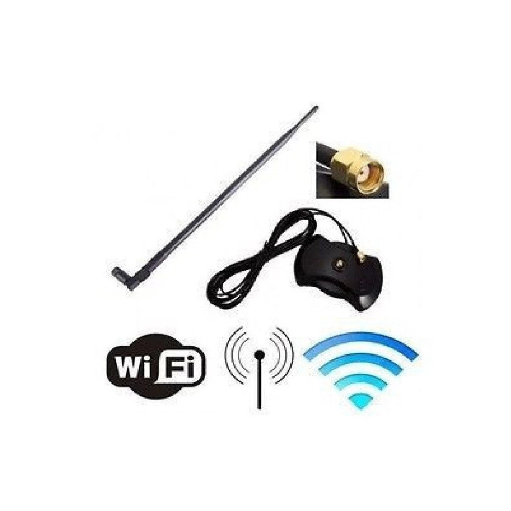 Trade Shop - Antenna Wifi Wireless Omnidirezionale 28dbi Attacco Rp-sma 2.4ghz Base Magnetica -