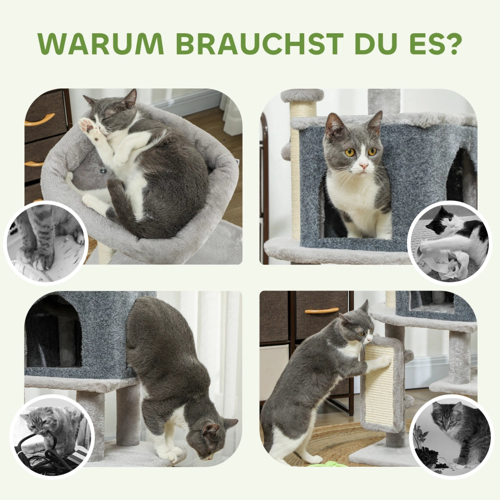 Letto per gatti con tiragraffi e cuscino ¨C zephmum ¨C grigio chiaro 104 cm