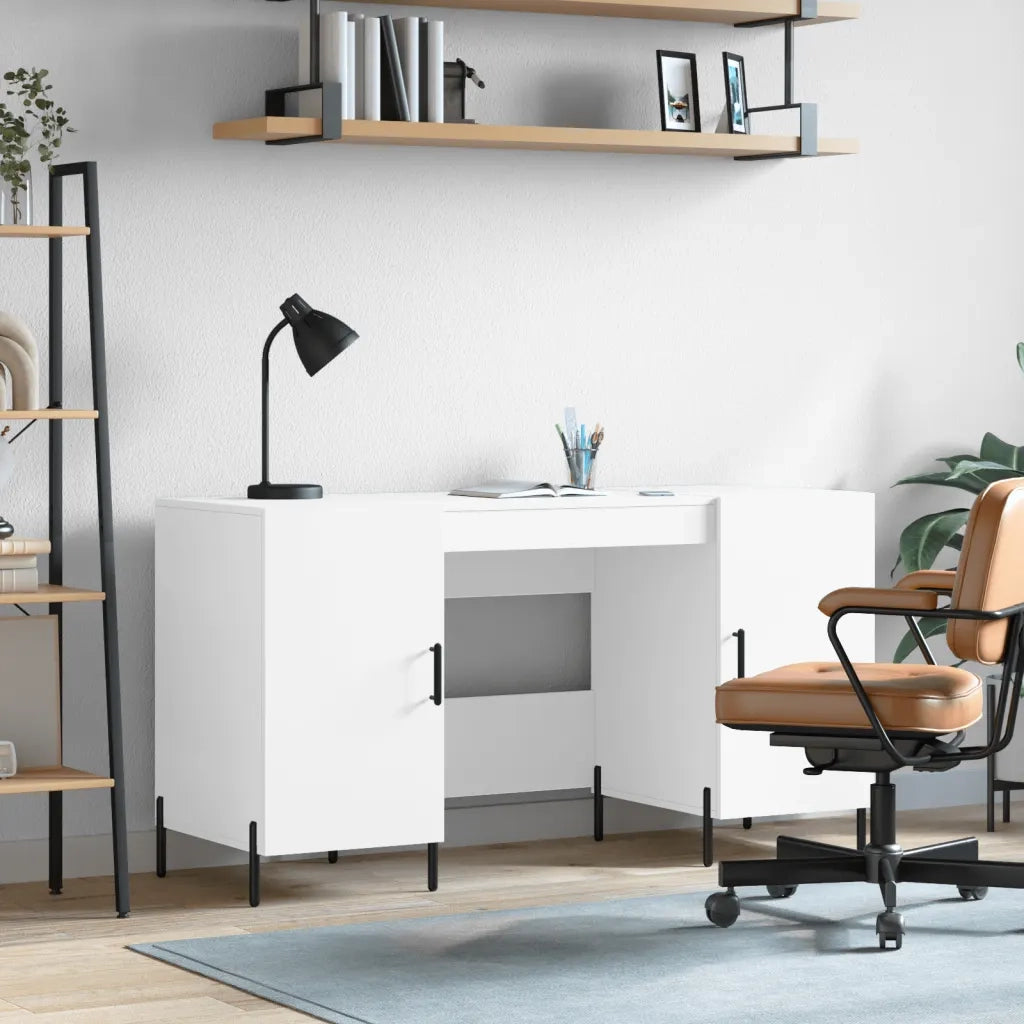 Scrivania | Tavolo da Ufficio Bianca 140x50x75 cm in Legno Multistrato