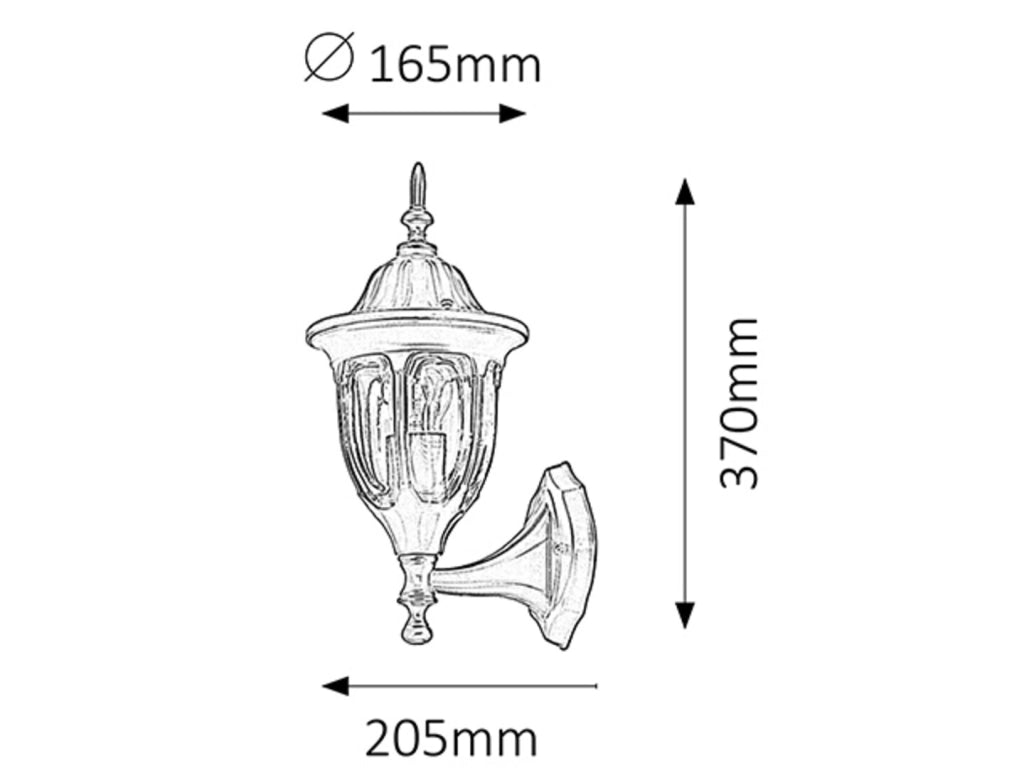 Applique esterna classica Milano nera E27 8342 Rabalux