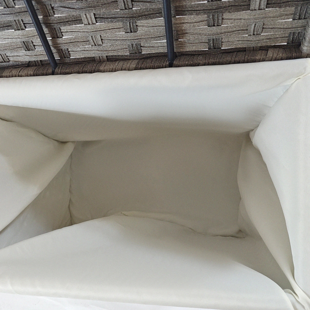 Cestino Contenitore in Rattan con Tessuto Interno ¨C Minimal ¨C Grigio 57x34x62cm