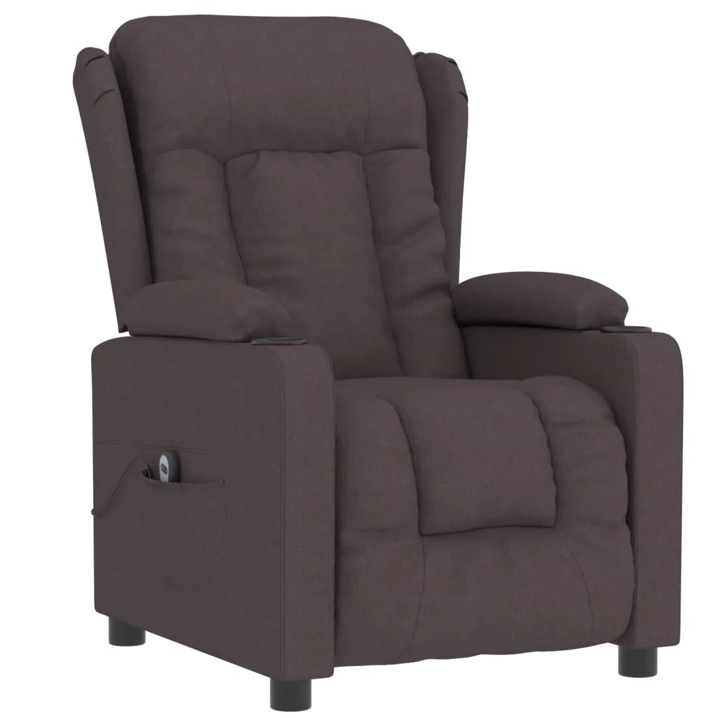 Poltrona Elettrica Reclinabile Marrone Scuro in Tessuto 3098782