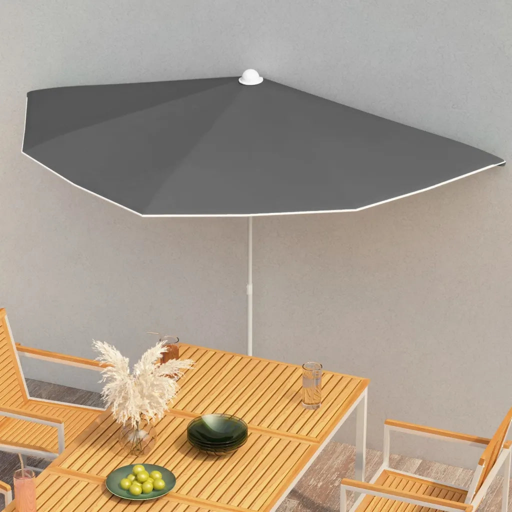 Ombrello | Parasolne Semicircolare con Palo 180x90 cm Antracite
