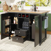 TAVOLO ISOLA CUCINA 137,9x73x92,2 cm Nero in MDF e Metallo pieghevole