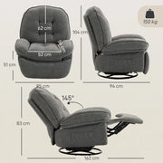 POLTRONA RELAX girevole reclinabile con funzione dondolo, grigio chiaro