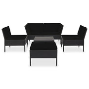 Set Divani da Giardino 6 pz con Cuscini in Polyrattan Nero 48941