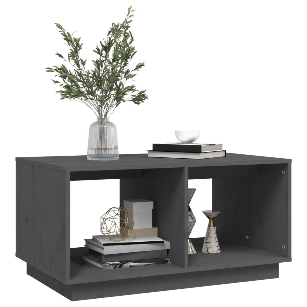 Tavolino da Salotto Grigio 80x50x40 cm Legno Massello di Pino cod mxl 26418