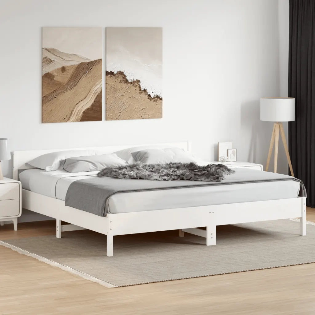 Giroletto senza Materasso Bianco 200x200 cm Legno Massello Pino 3216210